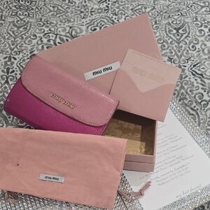 Miu Miu Fuchsia and Pink Leather Wallet FULL INCLUSION